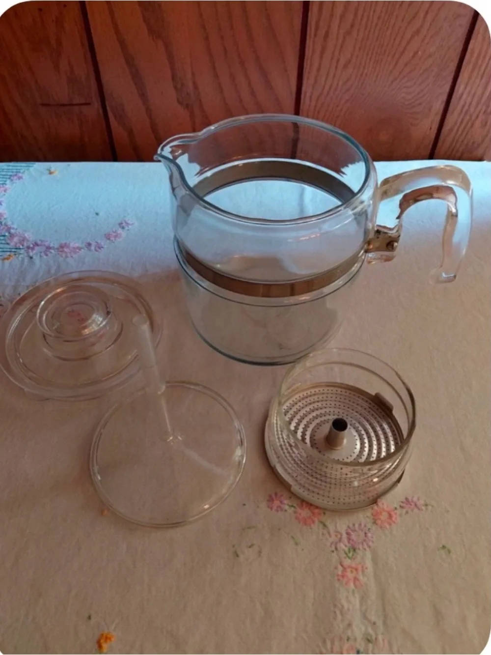 Pyrex Clear Glass Percolator Coffee/Tea Pot with Metal Filter
